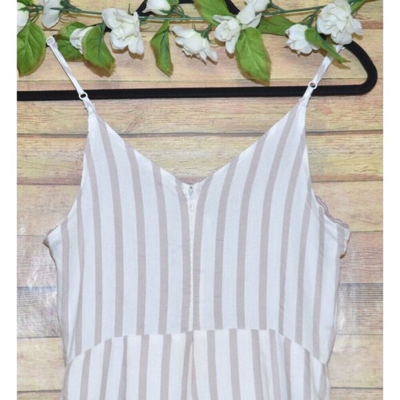 En Creme Ladies S Crop Wide Leg Striped Jumpsuit Romper Sleeveless Embroidered - Picture 6 of 11